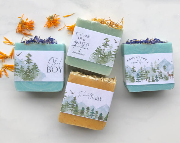 20 BABY SHOWER FAVOR SOAPS (3 OZ. BARS) :: WOODLAND THEME